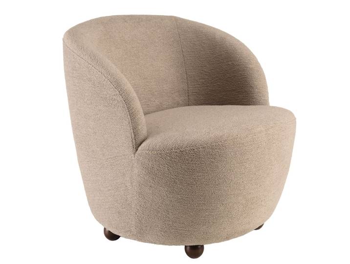Fauteuil rembourré en tissu taupe