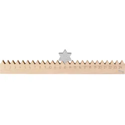 IB Laursen Weihnachtskalender 1-24 aus Holz, 50 x 2.5 x 5.5 cm, Silberstern