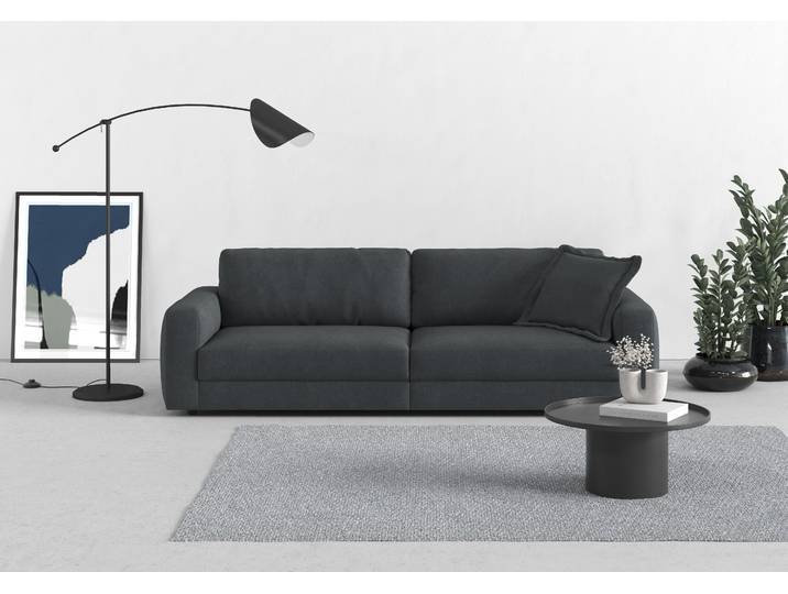 Big-Sofa, 264x126 cm, Polyester, Anthrazit, Extra Tiefe Sitzfläche, Trendmanufaktur