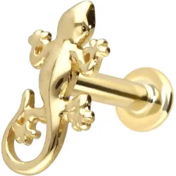 14 Karat Gold Labret mit Innengewinde GECKO