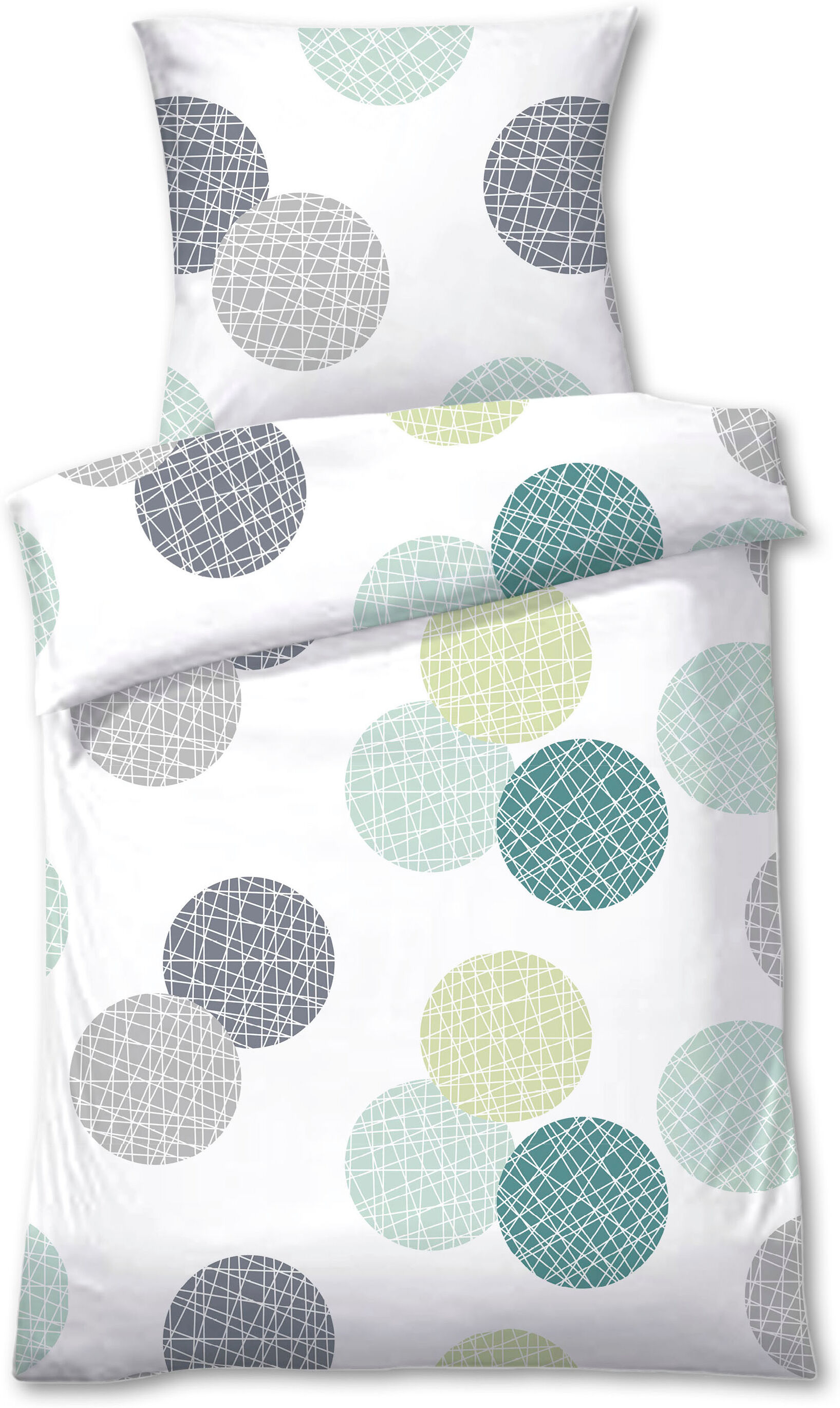 Bettwäsche DYCKHOFF "Kaja", grün, B/L: 135cm x 200cm, 1 Stk., 1 Stk., Frottee, B/L: 80cm x 80cm, 2 Stk., Frottee, Obermaterial: 75% Baumwolle, 25% Polyester, Bettwäsche, Bettwäsche
