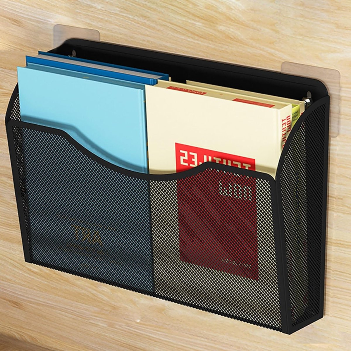 Zwarte tijdschriftenhouder en krantenrek voor aan de wand van stevig koolstofstaal