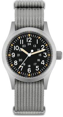 Perfect Picks Market Military Watch With Sweep Movement And Sapphire Crystal Vintage Timepiece silver Grey Nylon