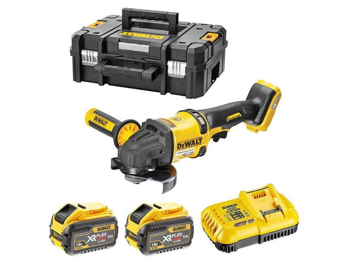 Meuleuse Ø125mm 54V DEWALT DCG418X2-QW avec coffret et 2 batteries 9\,0 Ah FLEXVOLT