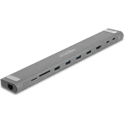 Delock USB Type-CTM Slim Dockingstation 4K (USB-C, 7 Ports), Dockingstation + USB Hub, Schwarz, Grau