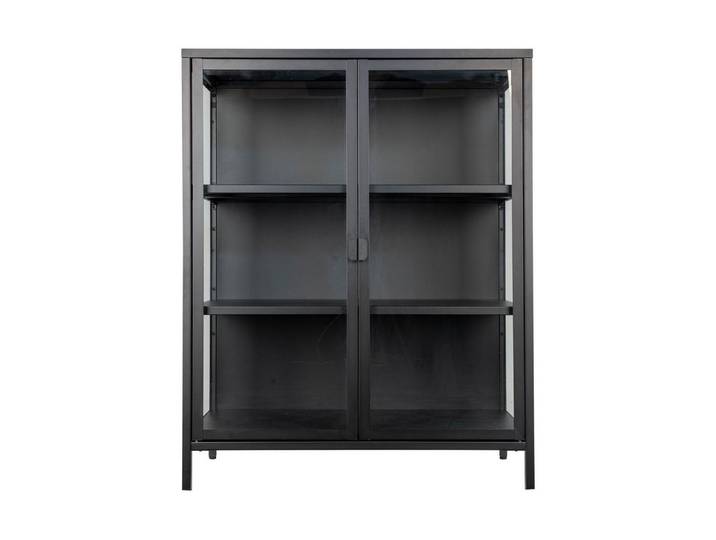 House Nordic Standvitrine in Schwarz, Metall - 80x101,5x40cm (BxHxT)