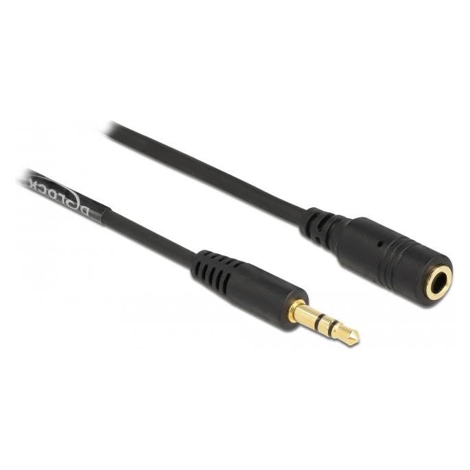 Delock Spiralkabel Verlängerung 3,5 mm 3 Pin Klinkenstecker zu Klinkenbuchse 1,5 m schwarz (1.50 m, AUX Kabel) (86768)