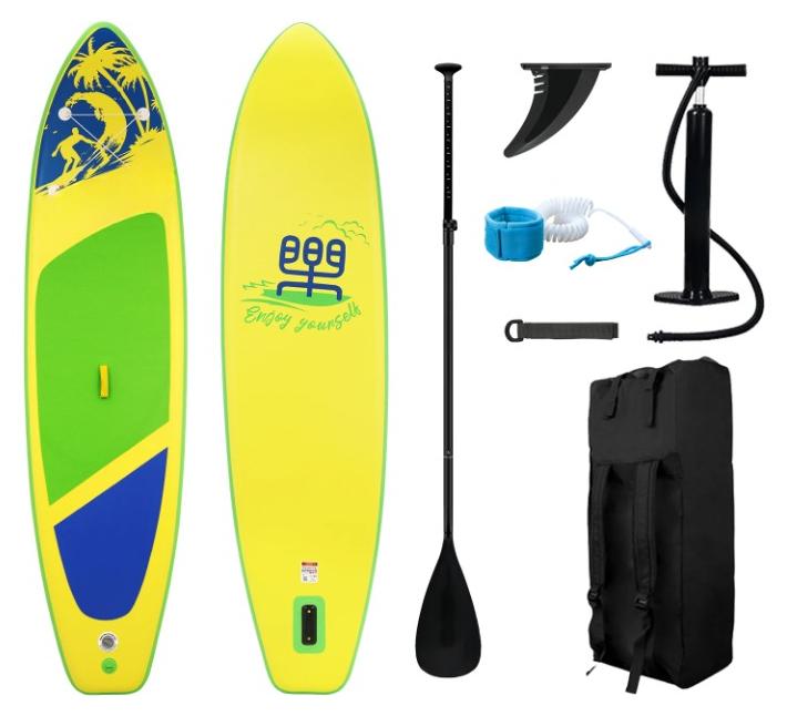 SUP-Board - Extra großes aufblasbares Paddleboard mit Sitzgelegenheit, Paddel und Rucksack - Gelb