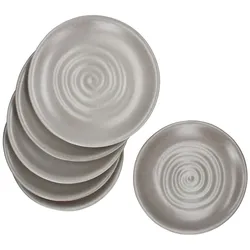 CLAY GRAU 6er Set Speiseteller Ø27,5cm Steingut grau Essteller Platte groß