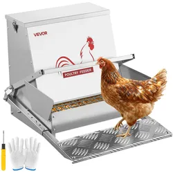 VEVOR Futterautomat Hühner, 18,14 kg Geflügelfutterspender, regensicherer Tretfutterautomat mit abschließbarem Deckel, verlustfrei, , Hühnerzubehör für Zwerghühner, Geflügel & Fasane