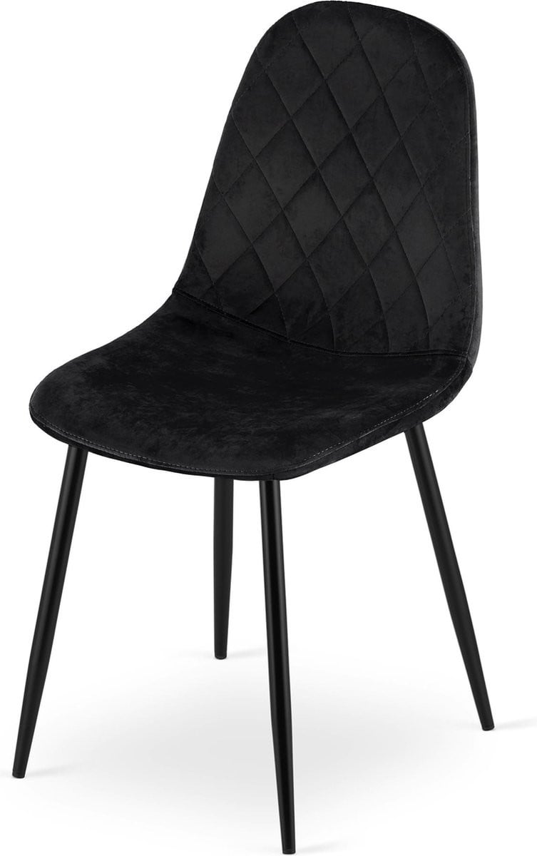 Viking Choice ASTI Velvet eetkamerstoel - zwart - set van 4 eetstoelen