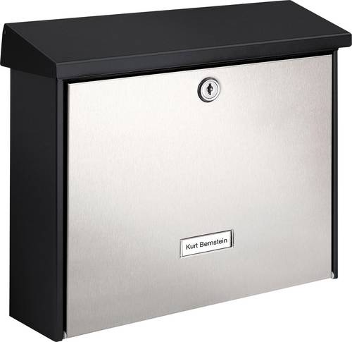 Burg Wächter London 6867 B+S Briefkasten Edelstahl, Stahl Schwarz, Edelstahl