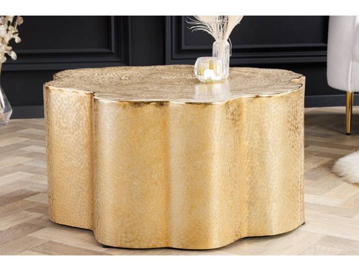 riess-ambiente Couchtisch ORGANIC ORIENT 75cm gold (Einzelartikel, 1-St), Wohnzimmer · Metall · rund · Handarbeit · Hammerschlag Design