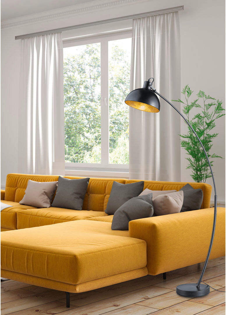 Mercury Konen 155 H cm Arched Floor Lamp Black/Gold 155cm H X 75cm W X 25cm D