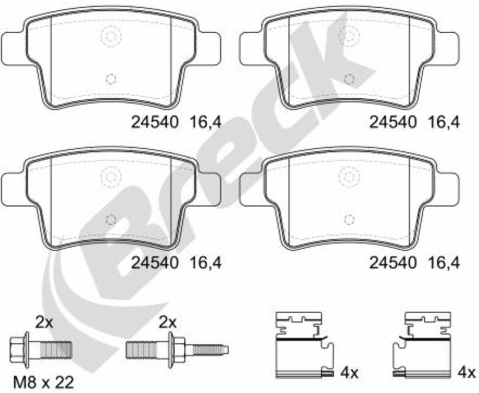 Bremsbelagsatz BRECK 24540 00 704 00, Hinten