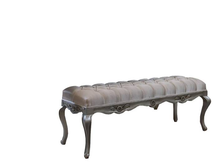 JVmoebel Polsterbank Klassischer weißer Hocker aus Textil für das Wohnzimmer (Hocker), Made in Europa
