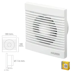 Badezimmer-Dunstabzug 16 Watt. Leistung: 116 mm.