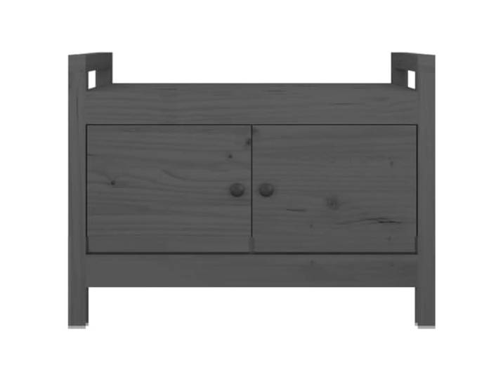 KTHLBRH Eingangsbank Grau 80 x 40 x 60 cm Massivholz Kiefer Großer Stauraum, Türen zum Schutz von Schuhen, stabile Tischplatte für Sitz und Dekoration