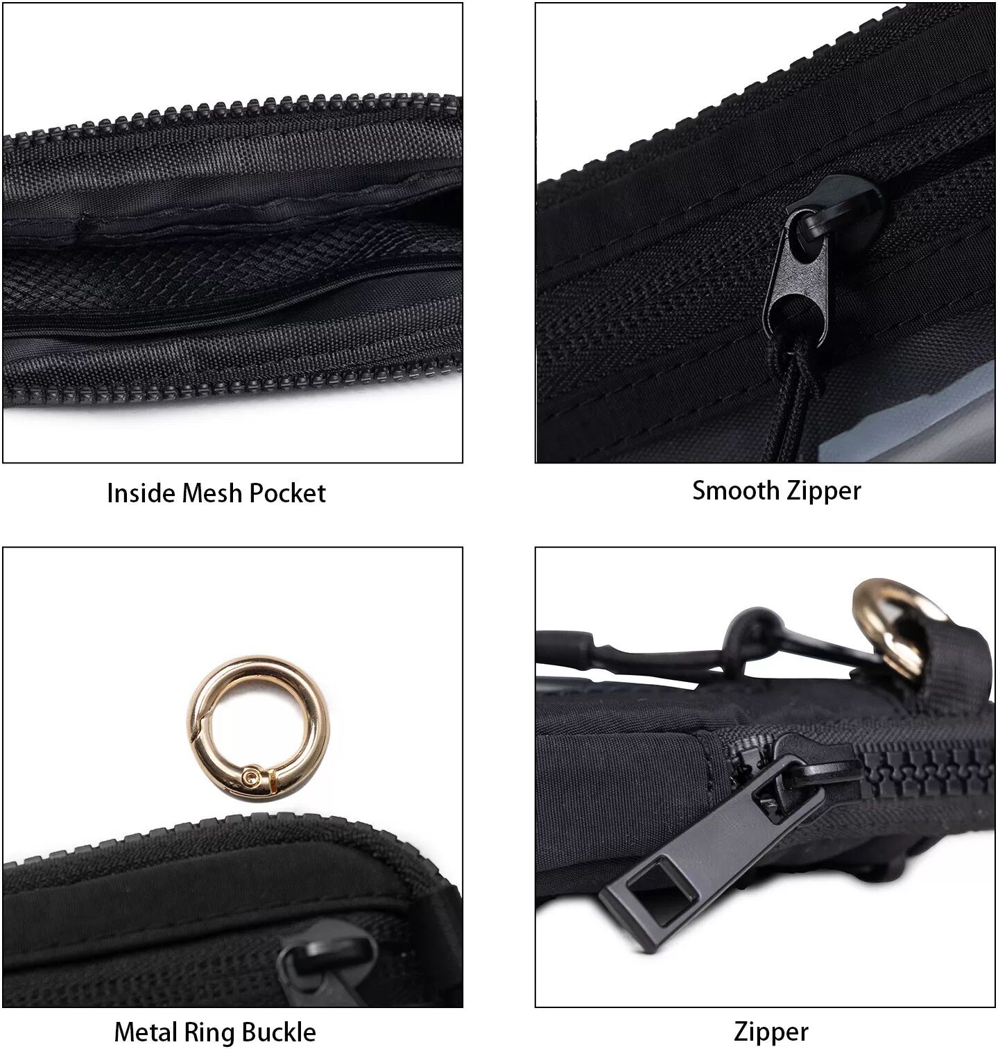 INF Nylon-Geldbeutel für Damen, kleine Geldbörse mit Schlüsselanhänger Schwarz