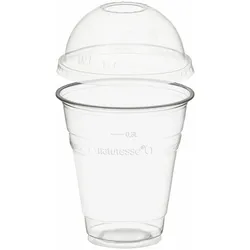 VEPATIM 50 Trinkbecher 300ml + Domdeckel mit Rundloch aus PLA