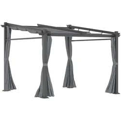 STILVORA Outdoor-Pavillon Stahl Dunkelgrau 297x295 cm mit ausziehbarem Sonnendach