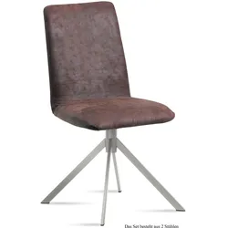 ESSZIMMERSTUHL (2er-Set) Dorice 47x92x60 Edelstahl/Braun