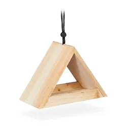 Relaxdays Vogelhaus zum Aufhängen, unbehandelt, Futterhaus für Wildvögel, Garten & Balkon, Holz, HBT 16x23,5x12cm, natur