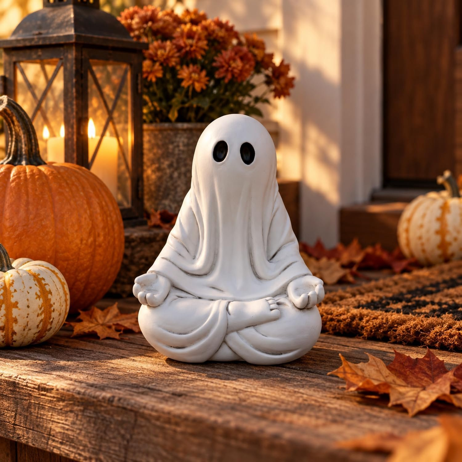 Yoga Ghost Statue Decoratie, Resin Halloween Figuur voor Bureau en Tuin