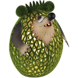 Solarleuchte Igel Gartenfigur Dekoleuchte Balkonleuchte Terrasse, IP44, Akku, braun grün, 1x LED, LxBxH 16x18,5x21 cm