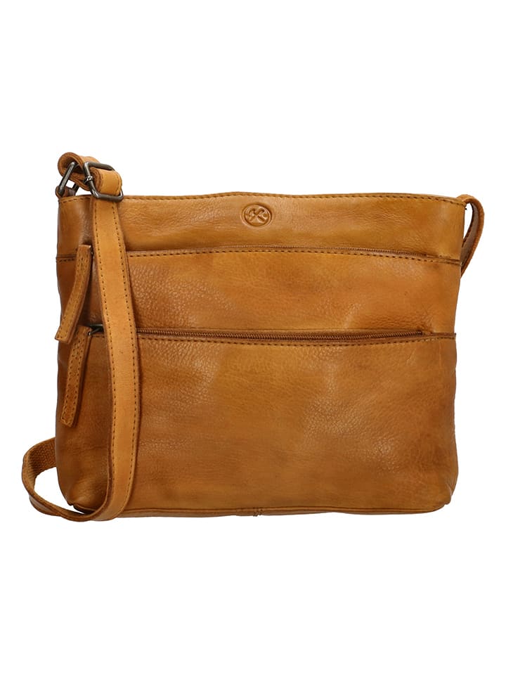HIDE & STITCHES Leder-Umhängetasche in Senf - (B)26 x (H)20 x (T)5 cm - onesize