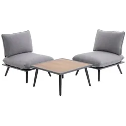 Royal Garden, Gartenlounge, Antao 2 Sessel & 1 Tisch Hellgrau