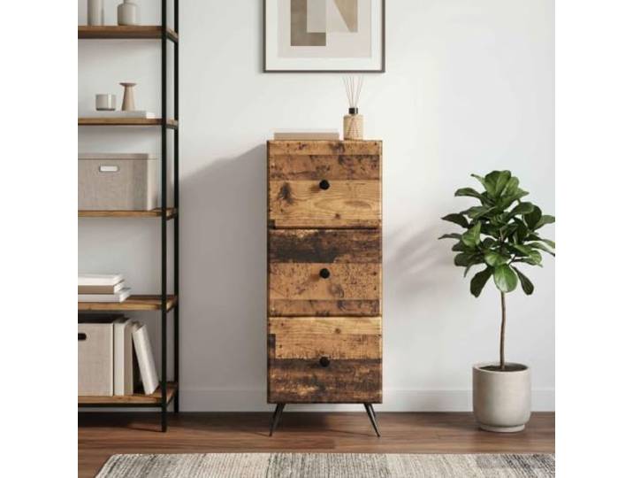 KGHFDVB Schubladenschrank Altholz 33 x 34,5 x 90 cm Verstellbare Regale, Stabiler Schließmechanismus, Für Büro Und Wohnung, Einfache Montage