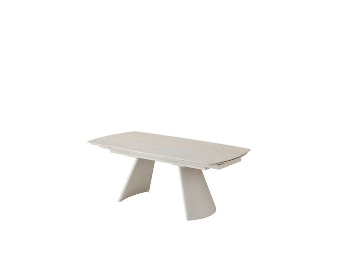 Mid.you Esstisch, Beige, Metall, Keramik, Travertinoptik, Wange, 100x76x200 cm, ausziehbar, Esszimmer, Tische, Esstische, Esstische ausziehbar