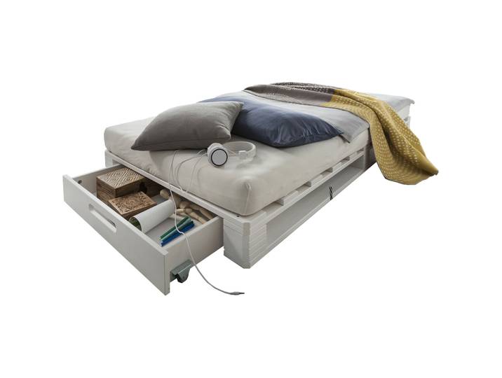 Bett Flynn Weiss Kiefer 90 x 200 cm