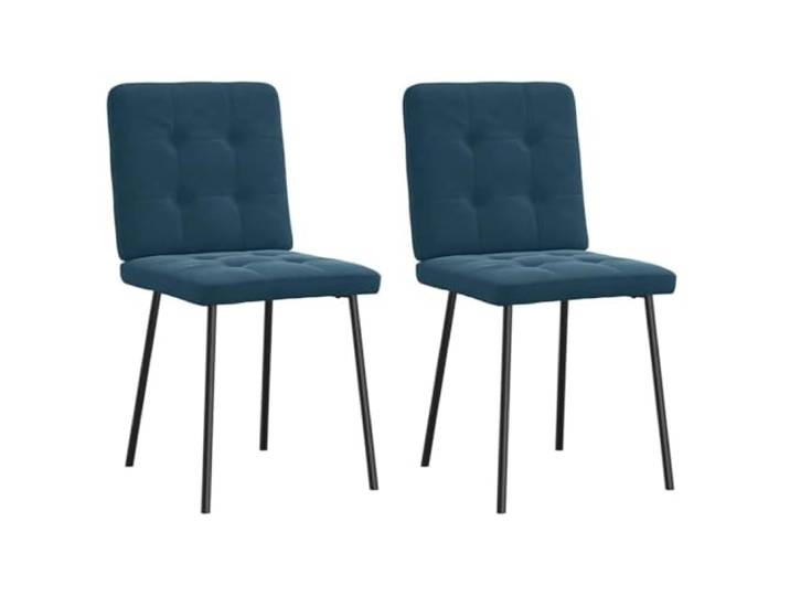 KTHLBRH Esszimmerstuhl 2er Set Blau Samt mit Metall- und Holzgestell Weicher Samtbezug, stabiles Metall-Holz-Gestell, dicke Schaumstoffpolsterung, vielseitig nutzbar