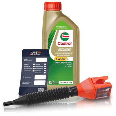 Castrol 1 L EDGE 5W-30 LL + Ölwechsel-Anhänger + Einfülltrichter [Hersteller-Nr. 15F7DA]