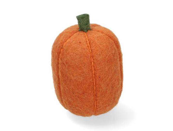 Pompoen langwerpig, vilt, oranje, 9 cm
