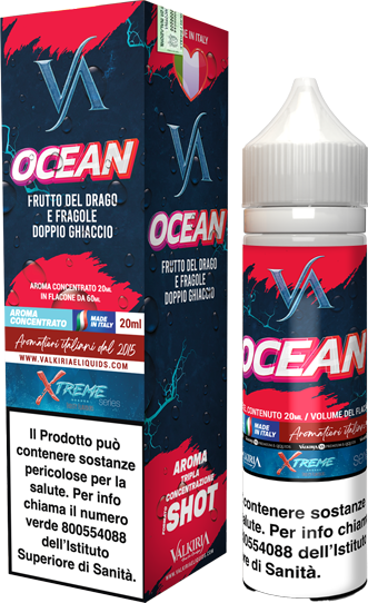 Valkiria Ocean Xtreme Liquido Shot 20ml Milkshake Fragola Pitaya Ghiaccio