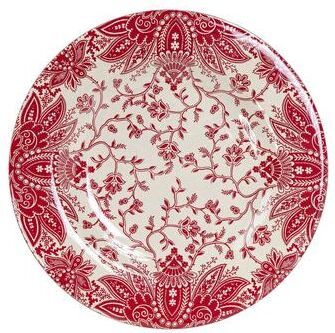 Paseo Road by HiEnd Accents Tasha Polizzi for Paseo Road Patchwork Bandana 4 Piece Red Floral Vine Melamine Western Salad Plate Set