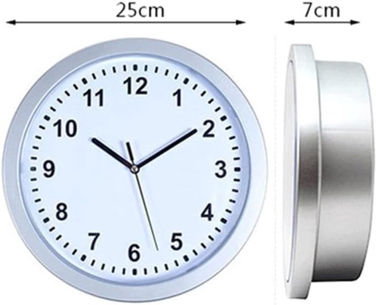 Zilveren Vintage Wandklok met Geheim Compartiment, 10 inch