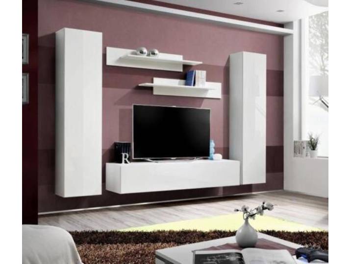 Xlmoebel Wohnwand Elegante Regalwand in Holzoptik mit vielseitigen Stauraummöglichkeiten, (6-St), Hergestellt in Europa