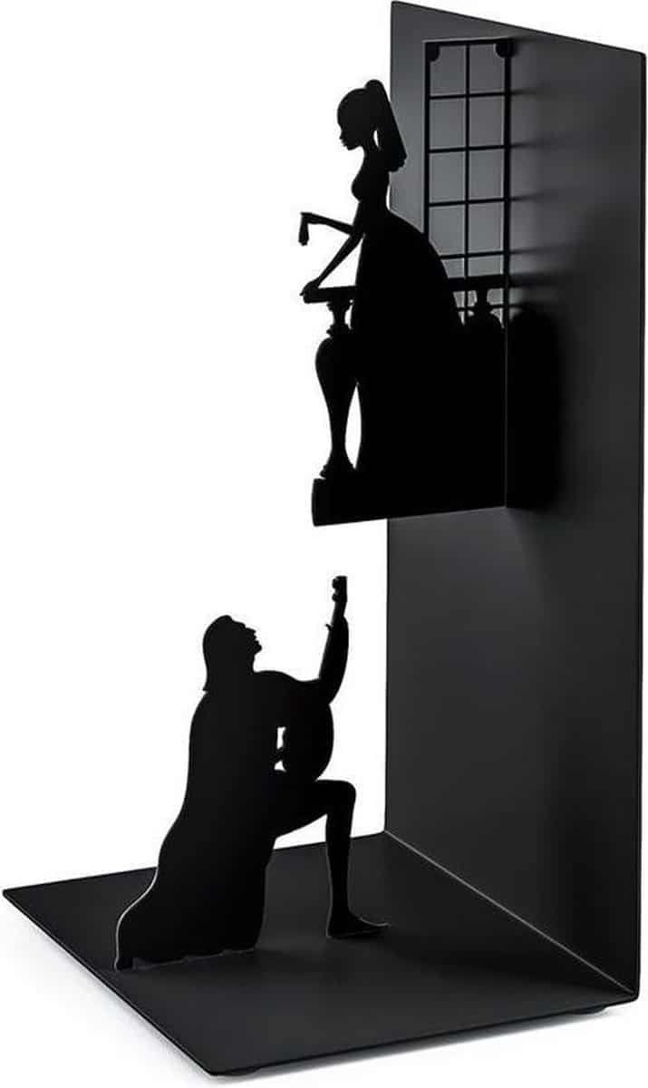 Balvi boekensteun Romeo en Juliet zwart metaal