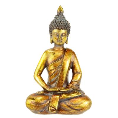 Dekofigur I.GE.A. "Buddha", gold (goldfarben), B:16cm H:25cm, Polyresin, Dekofiguren