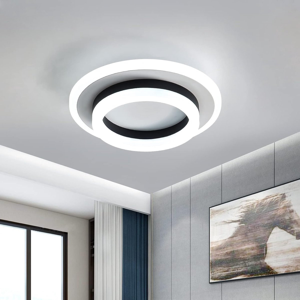 Haobosic Moderne LED-plafondlamp, 24W, 1920 lumen, 6000K Koelwit, Vierkant, Diameter: 20 cm