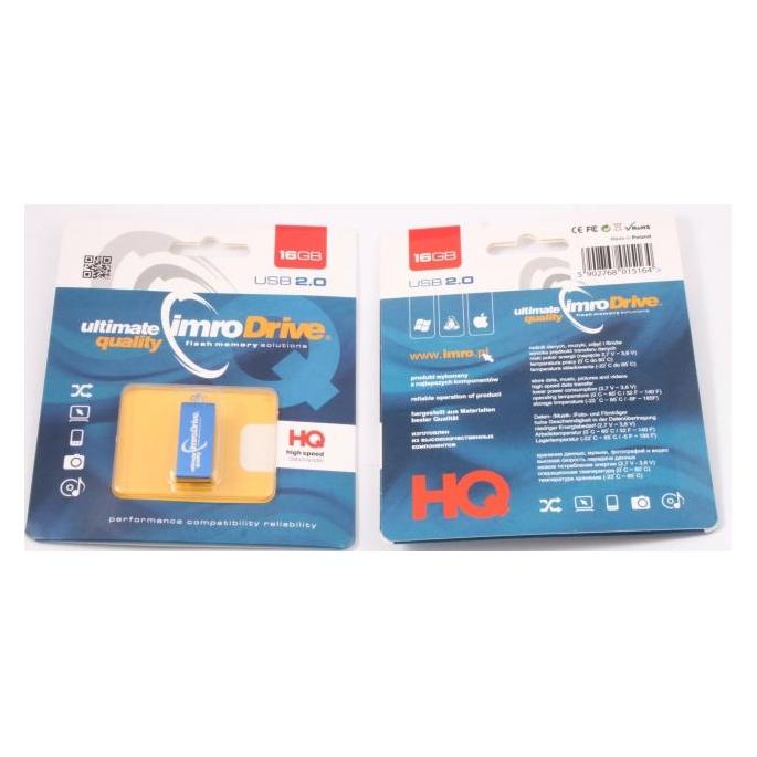 IMRO pendrive 16GB USB 2.0 Edge blau (16 GB, USB-A) (EDGE/16G)