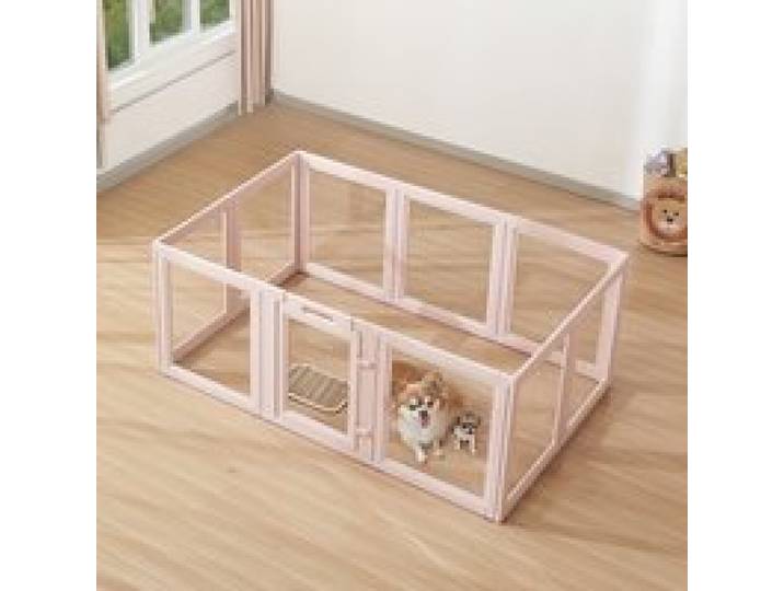 VEVOR Wurfkiste für Welpen, 1540x1000x600 mm, Welpenlaufstall, mit transparenten Fenstern und Schloss, pinken Rahmen, Hundelaufstall, Tierlaufstall, Hunde Wurfbox für mittelgroße Hunde