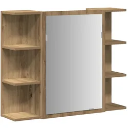 Helloshop26 - Moderner Badezimmerschrank mit Spiegel und praktischem Stauraum 80 x 20,5 x 64 cm handgefertigtes Eichenholz