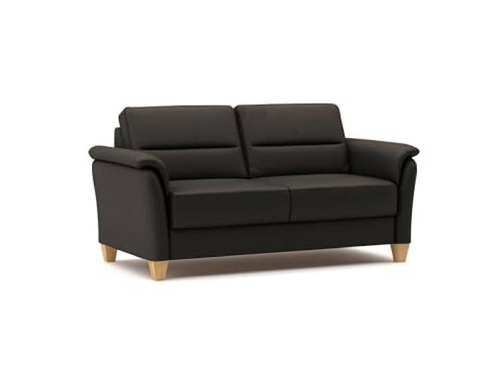 CAVADORE Leder 3er-Sofa Palera / Landhaus-Couch mit Federkern + massiven Holzfüßen / 179 x 89 x 89 / Leder Dunkelbraun