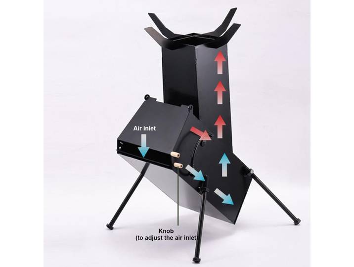 Poêle à bois de Camping en acier au carbone, poêle à fusée Portable, poêle à bois chauffant, tente, brûleur à bois pour accessoires de cuisine de Camping