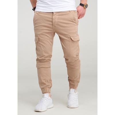 Cargohose BEHYPE "BHMattheo2", Herren, Gr. 31, US-Größen, beige, 98% Baumwolle, 2% Elasthan, unifarben, Hosen Cargohose, im Jogging-Design